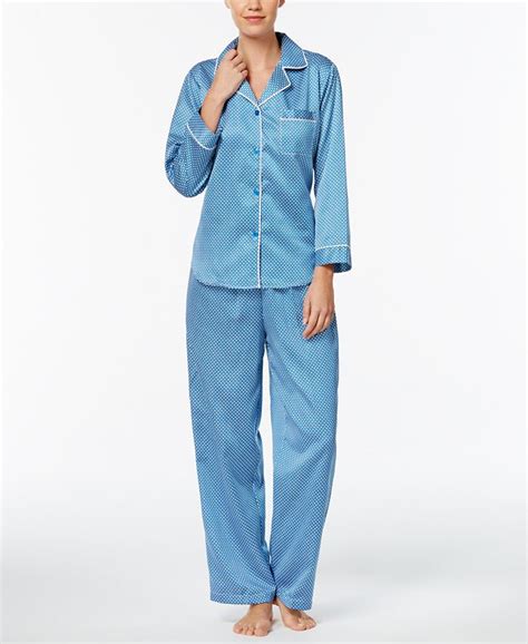 Miss Elaine Printed Satin Pajama Set Macys