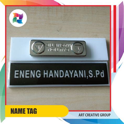 Papan Nama Dada Pdh Pns Siswa Akrilik Name Tag Gravir Paku Magnet