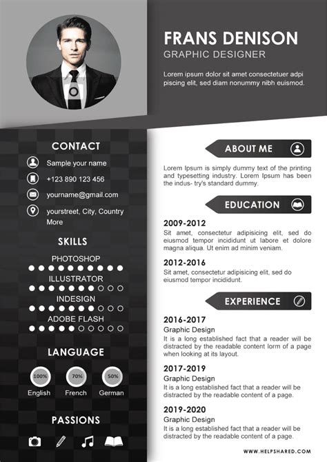 Black White Cv Resume Template Cv Design Template Free Resume