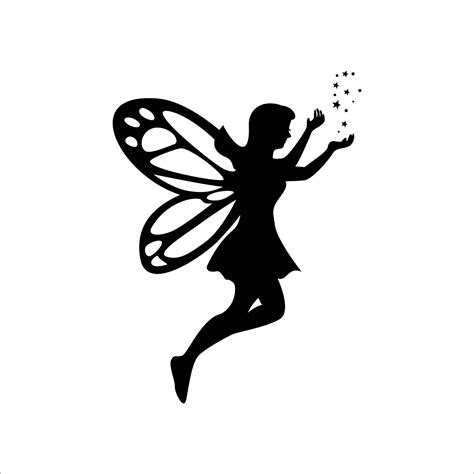 Fairy Silhouette Vector Illustration Butterfly Girl Sign And Symbol