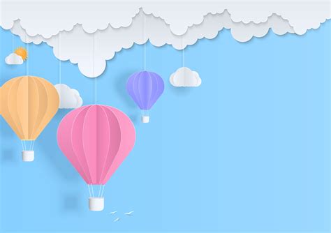 Pastel Hot Air Balloon And Cloud Background 42368734 Vector Art At Vecteezy