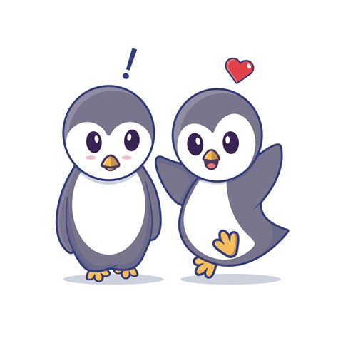 pingüino pareja de pingüinos se enamora del icono de vector de