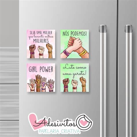 Imãs de Geladeira decorativos Girl Power Elo7