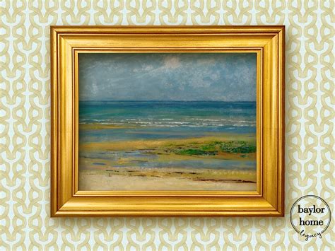 Framed Abstract Blue Seascape Painting, Beach Scene Print on Canvas, Vintage Nautical Wall Art ...