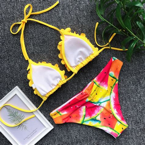 Bikini Br Silien Fleurs D Gnim Type Lg Yellow Femme