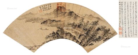 【戊寅（1638年）作 秋江泛舟 镜芯 红金笺水墨】拍卖品图片价格鉴赏绘画雅昌艺术品拍卖网