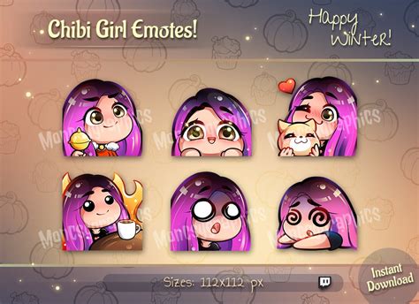 Twitch emotes Lindo cabello rosa Girl chibi emotes para Etsy México