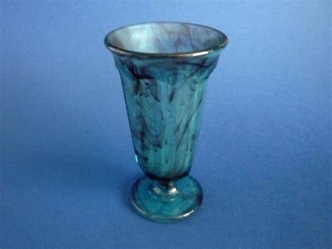 Davidsons Blue Cloud Glass Small Vase Or Parfait C1930 Blue Clouds Looking Stunning Daffodils