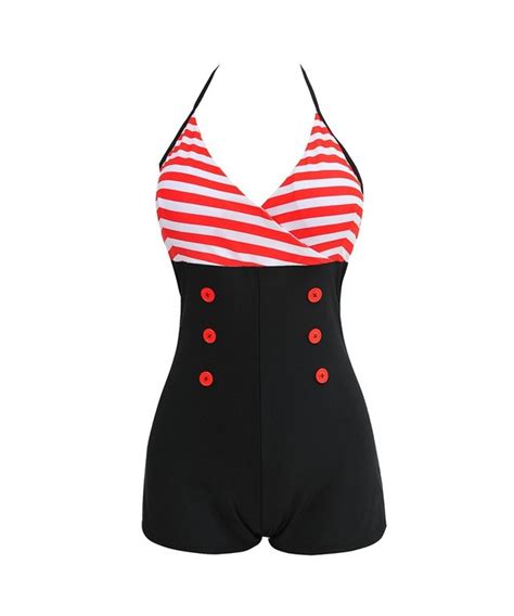 50s Retro Inspired Boy Leg One Piece Ruched Monokinis Swimsuits For