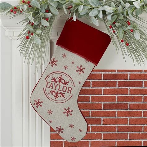 Stamped Snowflake Personalized Christmas Stockings