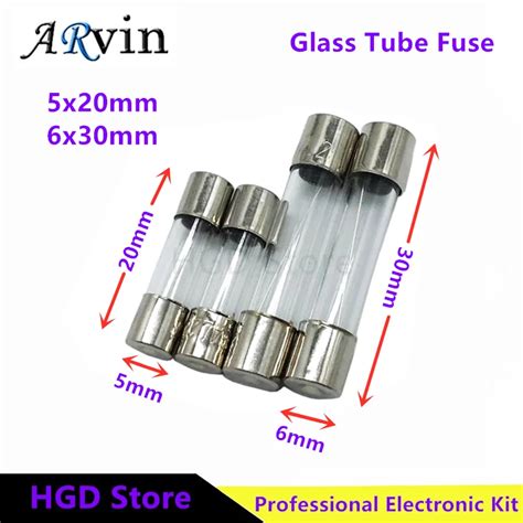 10pcs Lot Glass Tube Fuse 5x20mm 6x30mm 0 1a 0 2a 0 5a 1a 2a 3a 4a 5a 6 3a 7a 8a 10a 12a 15a 20a