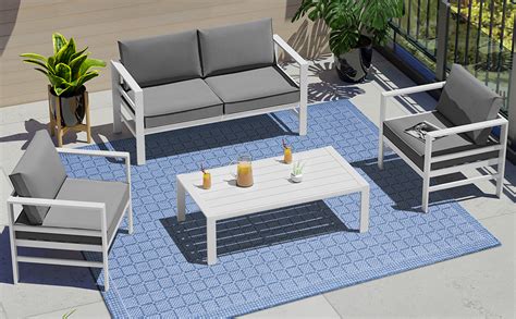 Amazon Auzfy All Weather Aluminum Outdoor Patio Furniture Set 4