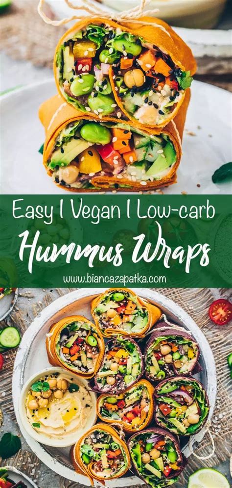 An Easy Vegan Low Carb Hummus Wraps Recipe On A Plate