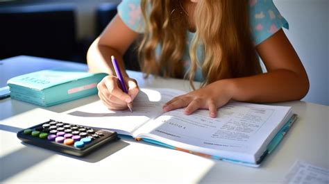 Premium Ai Image Girl Doing Math Homework