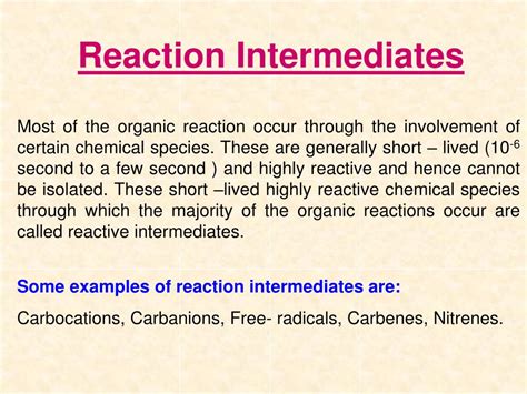 Ppt Reaction Intermediates And Mechanism Powerpoint Presentation Id