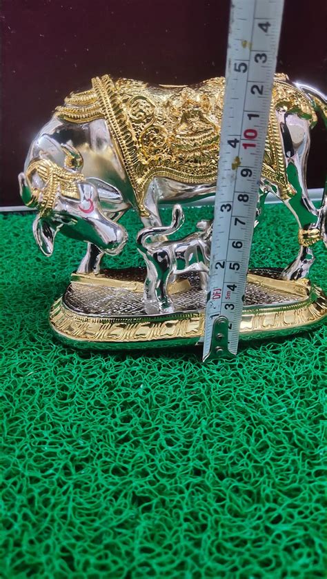 Silver Gold Plated Cow 99 9 Pure Silver And 24crt Gold Kamdhenu Cow