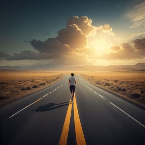 Un Hombre Caminando Por La Carretera Foto Premium