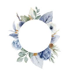 A Watercolor Winter Bouquet With Dusty Blue Vector Image