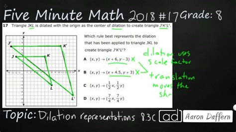 8th Grade Staar Practice Dilation Representations 8 3c 5 Youtube