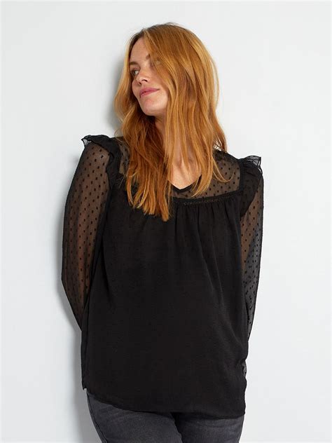 Blusa Con Plumeti Negro Kiabi 18 00