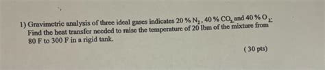 Solved 1 Gravimetric Analysis Of Three Ideal Gases Chegg