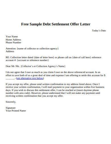 Free Settlement Offer Letter Samples In Pdf Ms Word Within Debt