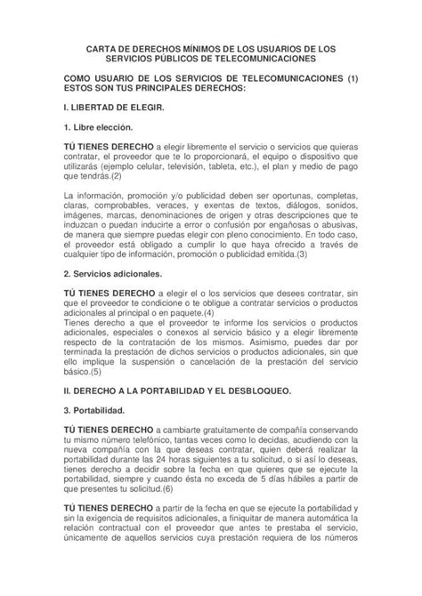 PDF CARTA DE DERECHOS MÍNIMOS DE LOS USUARIOS DE PDF fileCARTA DE