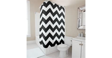 Black And White Large Chevron Pattern Shower Curtain Zazzle