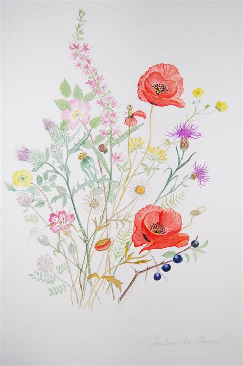 Fleurs Des Champs Aquarelle Originale S Peinture Par Patricia