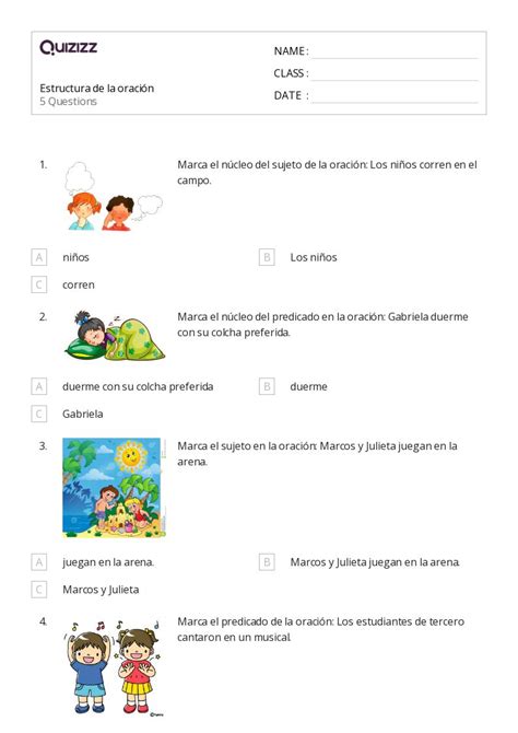 50 Estructura de la oración hojas de trabajo para Grado 3 en Quizizz