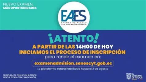 Inscripci N Senescyt Eaes Examen Acceso Educaci N Ecu