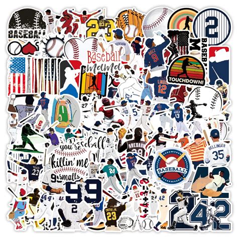 Baseball Stickers 100PCS Sports Stickers Vinyl Waterproof Sunsproof ...