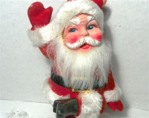 Vintage Kurt S Adler Flocked Shelf Sitter Santa Claus Etsy