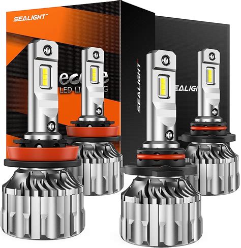 SEALIGHT S6 H11 H9 H8 Low Beam 9005 HB3 High Beam LED Bulbs Combo