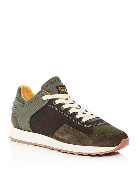 G-star Raw Men's Calow Mixed-media Low-top Sneakers In Green | ModeSens