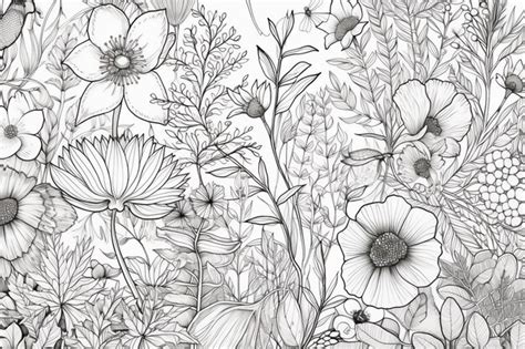 Premium Ai Image A White Flowers Coloring Book Coloring Pages Black