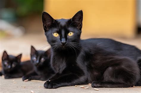 Premium AI Image | Black cat with newborn litter of kittens created ...