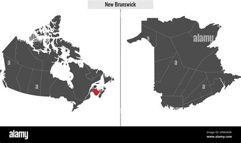 Mapa de Nuevo Brunswick provincia de Canadá y ubicación en el mapa de