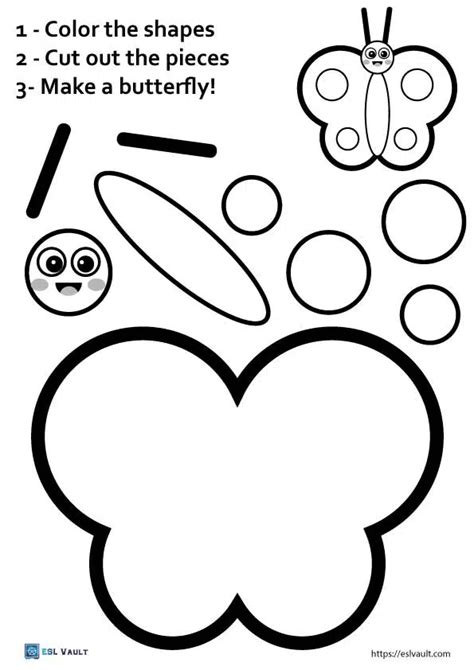 5 free butterfly cut and paste printables - ESL Vault - Worksheets Library