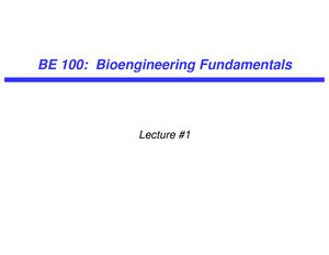 Bioengineering Professor Kamei Problem Set Solutions