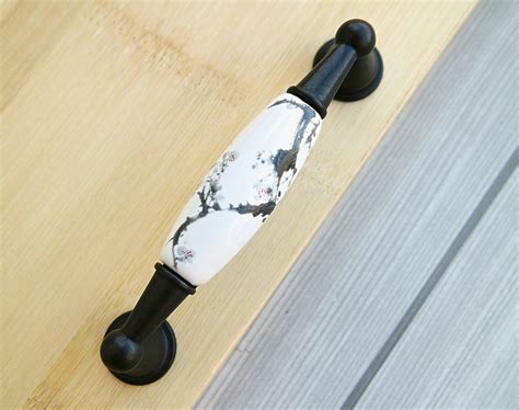 Black White Ceramic Drawer Handle Pull Dresser Porcelain Knob Etsy