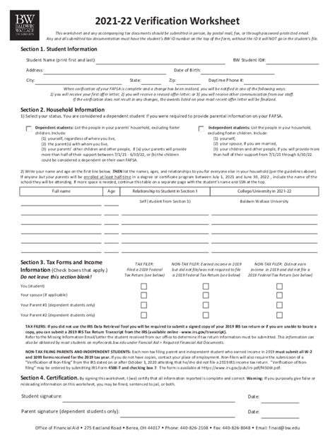 Fillable Online Bw Verification Worksheet Fax Email Print