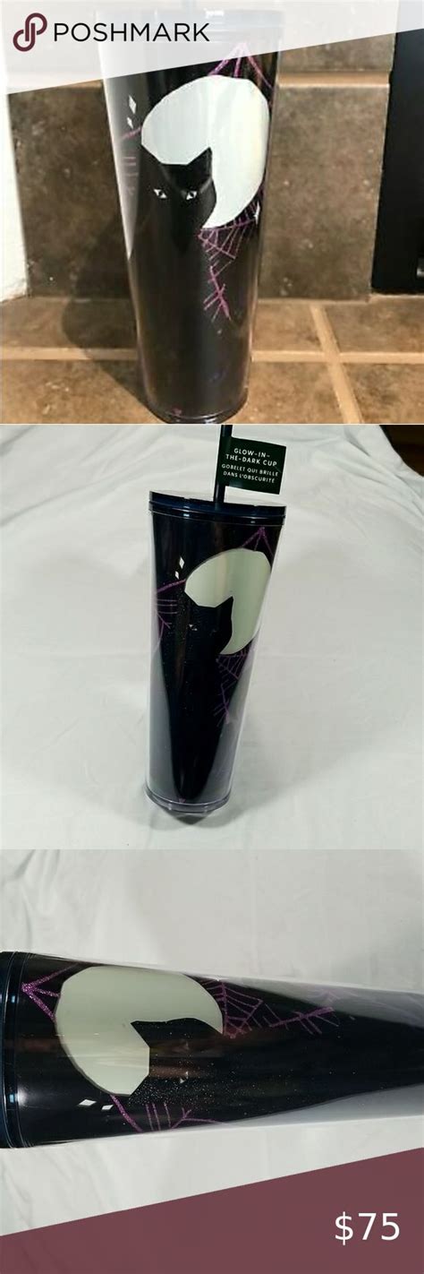 Starbucks Halloween 2021 Glow In The Dark Cat Glitter Tumbler 24oz