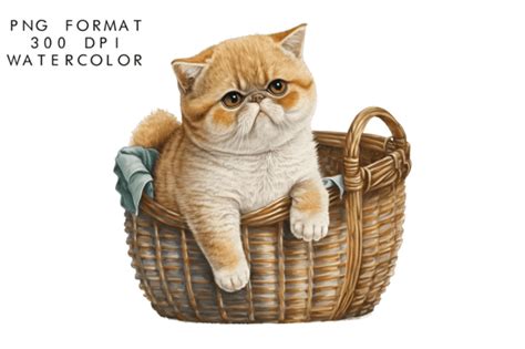 Watercolor Exotic Shorthair Cat Clipart Graphic By Watercolorbykr