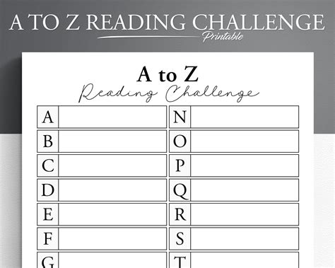 Alphabet Reading Challenge Template Printable Calendars At A Glance