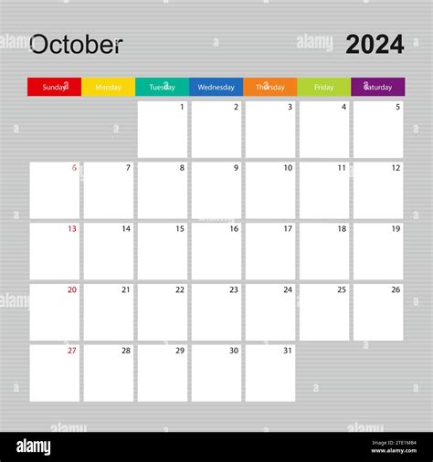 P Gina Del Calendario Para Octubre De Planificador De Pared Con