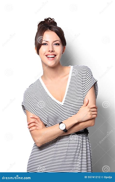 Pretty Excited Woman Happy Smile Young Attractive Girl Portrait Stock