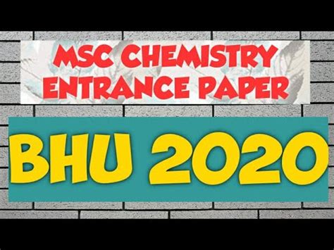 Bhu M Sc Chemistry Entrance Answer Key Expected Cut Off Youtube