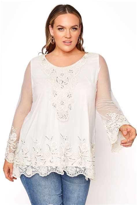 White Lace Embellished Tunic Yours Clothing