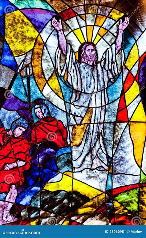 Stained Glass Showing Jesus Resurrection Editorial Photo Image Of